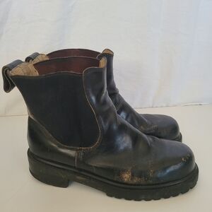 ROBERT WAYNE Mens Distressed Leather Boots Size 10 Black Moto Grunge